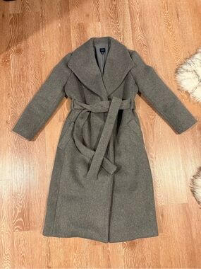 Gray J.Crew Factory wool blend belted wrap coat 
size 00P